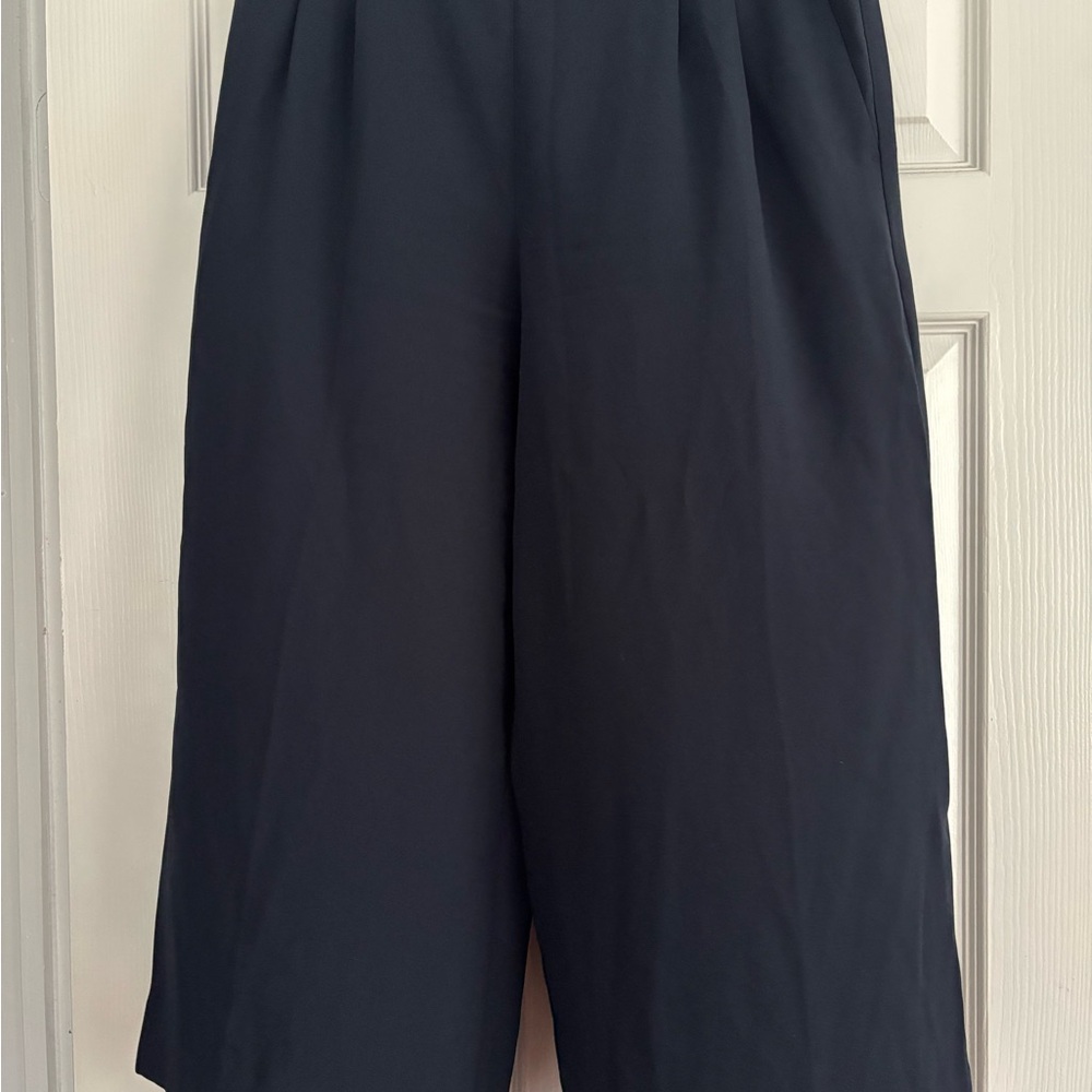 Navy J.Crew Wide-Leg Crop Pants